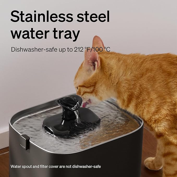 PETLIBRO Upgrade Cat Water Fountain Stainless Steel Tray, Dockstream 2 Cat Fountain Indoor, 3L/101oz Auto Cat Fountains for Drinking, App Monitoring Pet Water Fountain Dog, 5G WiFi Cat Water Dispenser
