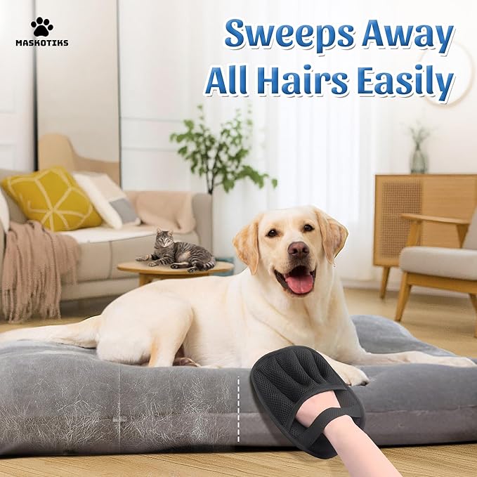 Pet Hair Removal Glove-Electrostatic Pet Hair Remover Glove with 5-Finger Design, Cat Hair Remover Glove for Couch,Car,Laundry,Carpet,The Magic Brush Pet Hair Remover is Light and Washable