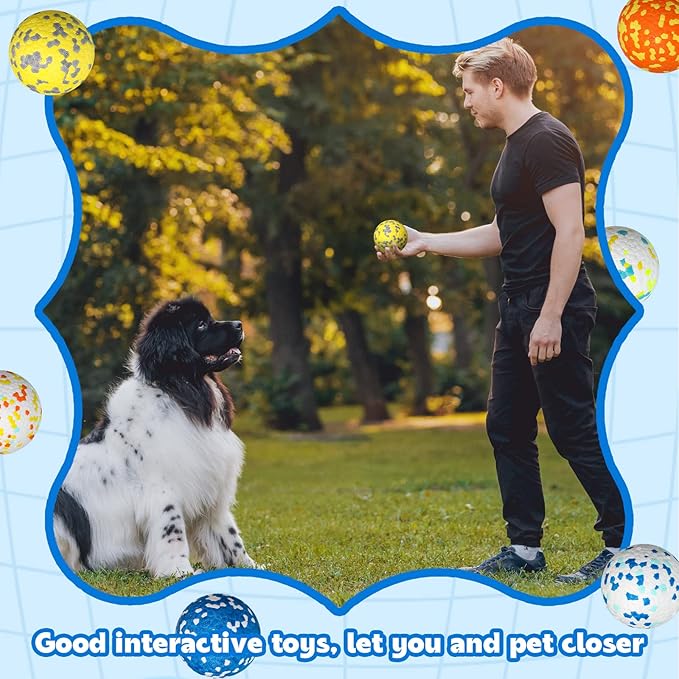 Lenwen 10 Pcs Dog Toy Ball for Aggressive Chewers Interactive Dog Ball for Boredom and Stimulating Bouncy Floating Rubber Toy for Large Medium Small Puppy(3 Inch,Bright Color)