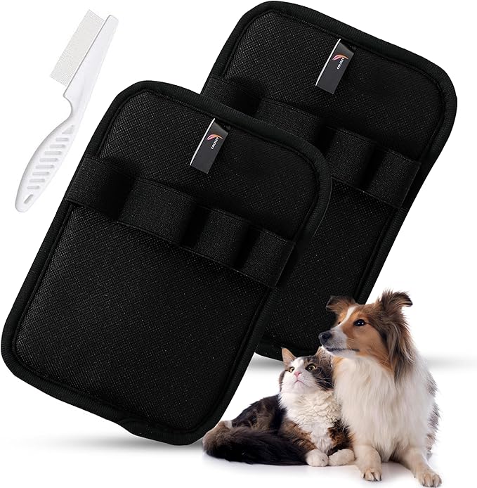 CALMZY Pack of 2 Pet Hair Removal Glove, Reusable Cat Dog Electrostatic Fur Remover Grooming Glove Tool, Magic Brush Cat & Dog Hair Remover for Couch, Furniture, Carpet, Car Seat & Clothing