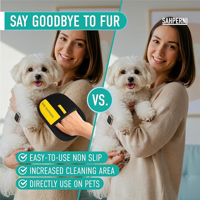 Pet Hair Removal Glove, 1 Pcs Electrostatic Gloves Pet Hair for Cats & Dogs, Washable - Reusable Static Pet Hair Remover Gloves, Efficient Magic Pet Grooming Glove, Remove Cat/Dog Fur From Clothing