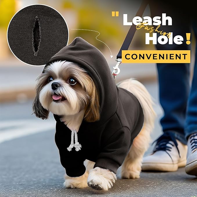 PETCARE Dog Hoodie Sweaters for Small Medium Dogs Cats Cute Soft Warm Fleece Puppy Sweaters Dog Clothes Hoodies Sweatshirt Reflective Fall Winter Chihuahua Yorkie French Bulldog Outfits, Black