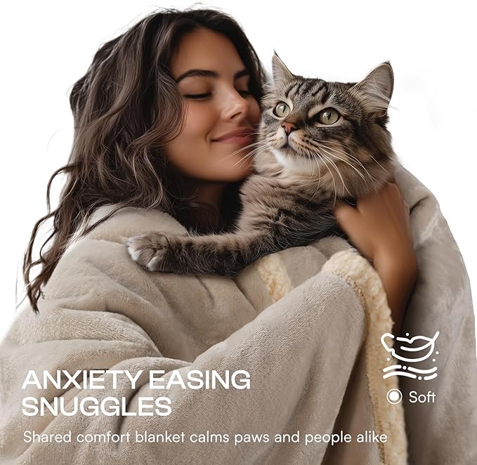 Luciphia Waterproof Pet Blankets, Liquid Pee Proof Dog Blanket for Sofa Bed Couch, Reversible Sherpa Fleece Furniture Protector Cover for Small Medium Large Dogs Cats, Dark Beige King Size（100" x 85"）