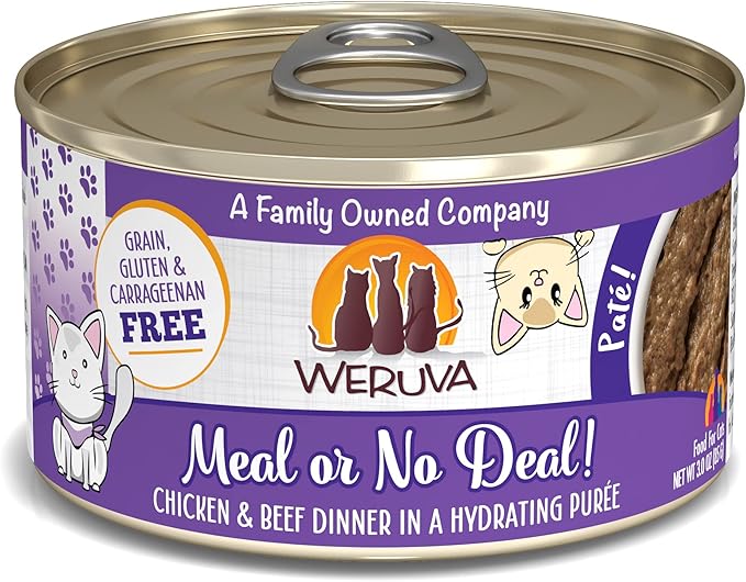 Weruva Classic Cat Paté, Meal or No Deal! with Chicken & Beef, 3oz Can (Pack of 12)