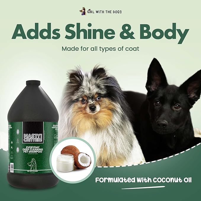 Nasty Critter! by Girl With The Dogs - Made in USA - Everyday Deep Cleaning Dog Shampoo for 8 Weeks and Up, 1 Gal