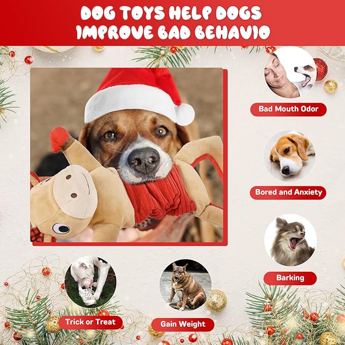 Christmas Dog Toy, Large Dog Toys, Squeaky Dog Toy, Tug of War Toys Dog, Chew Toys, Stuffed Dog Toys for Small/Medium/Large Dogs