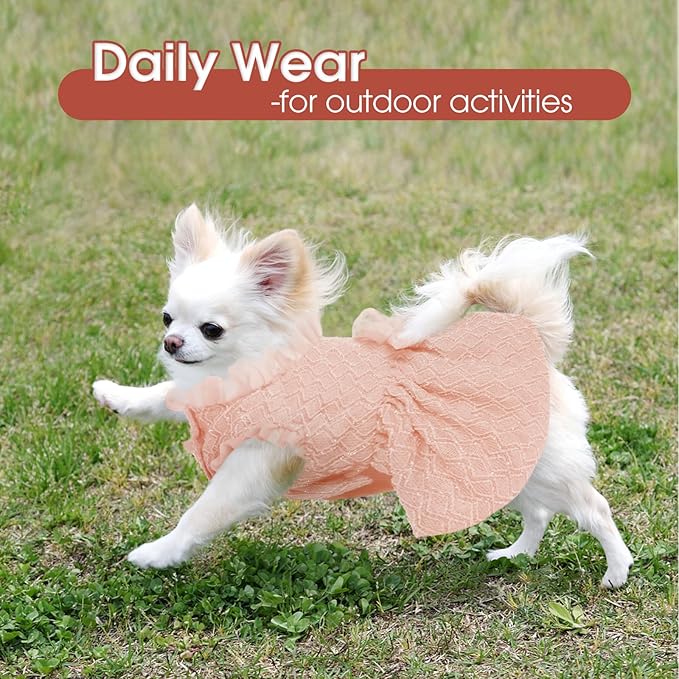 Kuoser Dog Dress, Cute Dog Dresses for Large Dogs Girl Elegant Puppy Tutu with Bow-Knot, Doggie Princess Costume Pet Outfit for Birthday Party Christmas Halloween Wedding, Pink XL