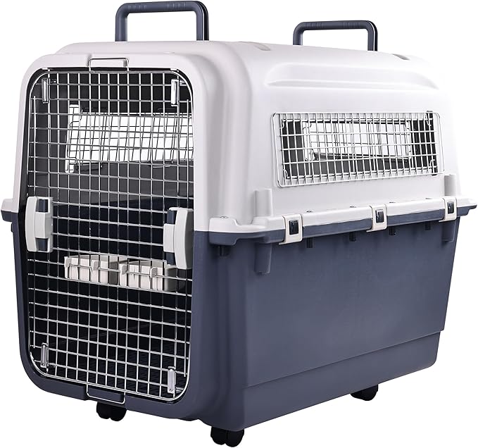 Elevon Plastic Kennels, Plastic Dog Crate, Airline Approved Pet Carrier for Dogs and Cats Longer Traveling, XL
