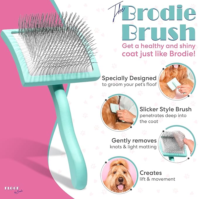 Dog Grooming Slicker Wire Brush: Designed for Long Haired Dog Breeds - Dematting and Deshedding, Comfortable and Easy to Use, Ergonomic Handle - Large
