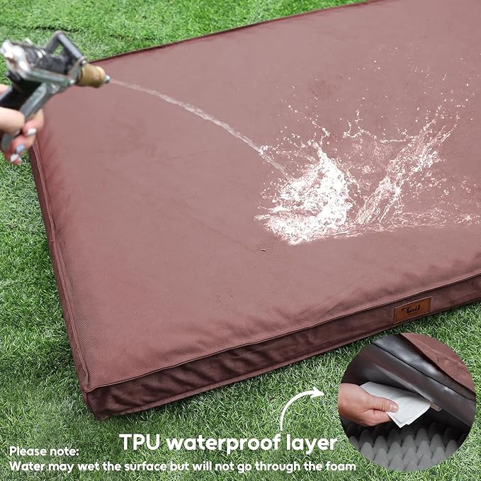 Orthopedic Dog Bed for Medium Dogs - Waterproof Outdoor Protection with Egg Crate Foam, Removable & Machine Washable Oxford Cover, 30x20 Inch, Pink