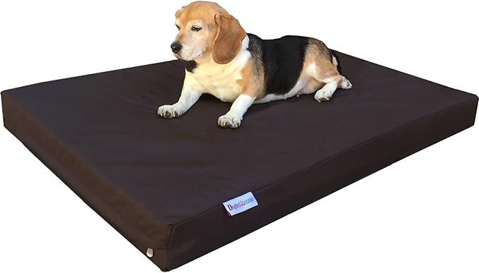 Dogbed4less Orthopedic Dog Bed with Memory Foam for Medium Large Pet, Waterproof Liner with Strong Ballistic Nylon Brown External Cover, 41X27X4 Inch Fit 42X28 Crate