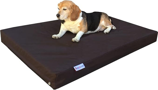 Dogbed4less Medium Orthopedic Dog Bed with Memory Foam for Pet, Waterproof Liner with Strong Nylon Brown External Cover, 35X20X4 Inches