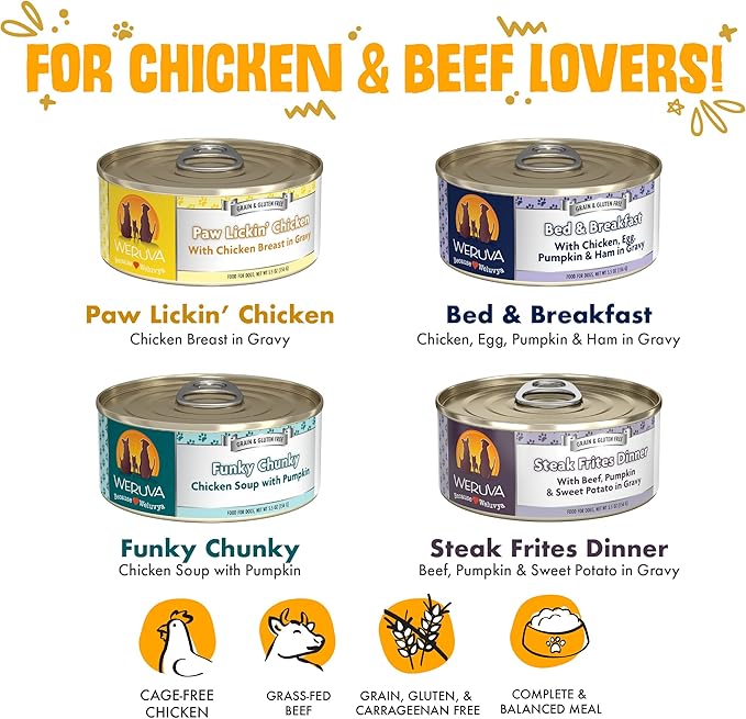 Weruva Classic Dog Food, Variety Pack, Baron's Batch, Wet Dog Food, 5.5oz Cans (Pack of 24)