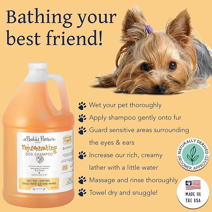 Bobbi Panter Rejuvenating Dog Shampoo, Restores & Revitalizes Skin & Fur, Orange Citrus Scent - 30:1 Concentrated Formula, Made in The USA, Trusted by Professional Groomers, 1 Gal.