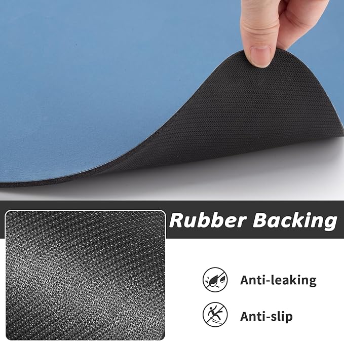 Pet Feeding Mat - Absorbent Dog Mat for Food and Water, No Stains Cat Bowl Mat, Easy to Clean Pet Placemats, Quick Dry Dog Water Dispenser Mat for Messy Drinkers | Paw Blue 12"x 19"