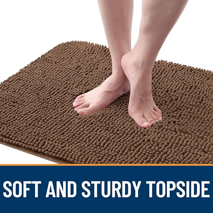 OLANLY Dog Door Mat for Muddy Paws 44x24, Absorbs Moisture and Dirt, Absorbent Non-Slip Washable Doormat, Quick Dry Chenille Mud Mat for Dogs, Entry Indoor Entryway Carpet for Inside Floor, Mocha