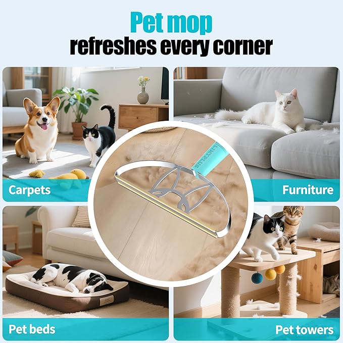ULTRA+MAX+Pro LINTPLUS Pet Hair Remover Kit - 3-Size Carpet Rakes (S/M/L) w/Stainless Steel Handles - For Rugs, Carpets, Floors & Furniture - Stand-Up Design