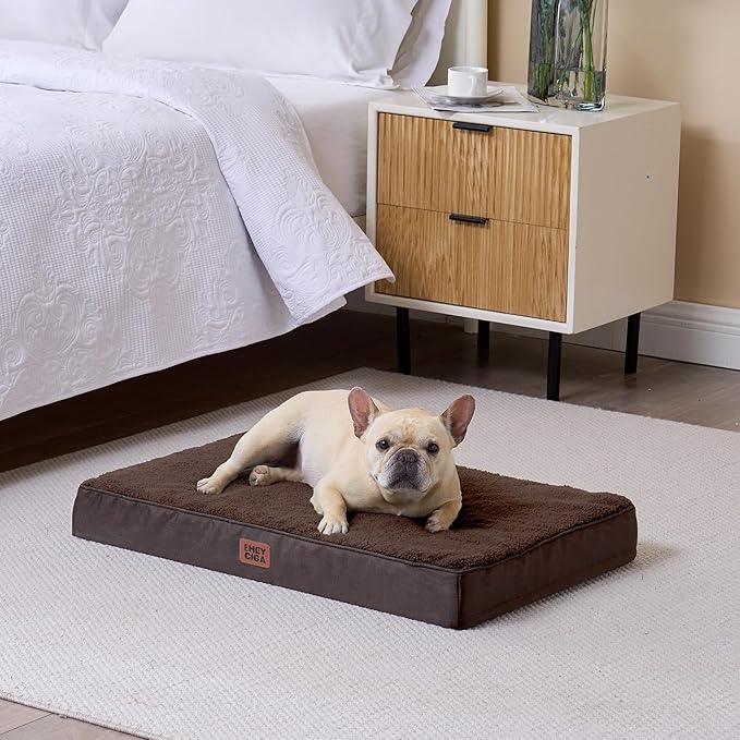 EHEYCIGA Orthopedic XL Dog Beds for Extra Large Dogs with Removable Washable Cover for Crate, Brown, 41x27