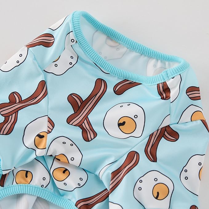 Dog Pajamas Onesie for Small & Medium Dogs - Polyester, Cozy, Wrinkle-Resistant Four-Legged Apparel (Light Blue, XXX-Large)