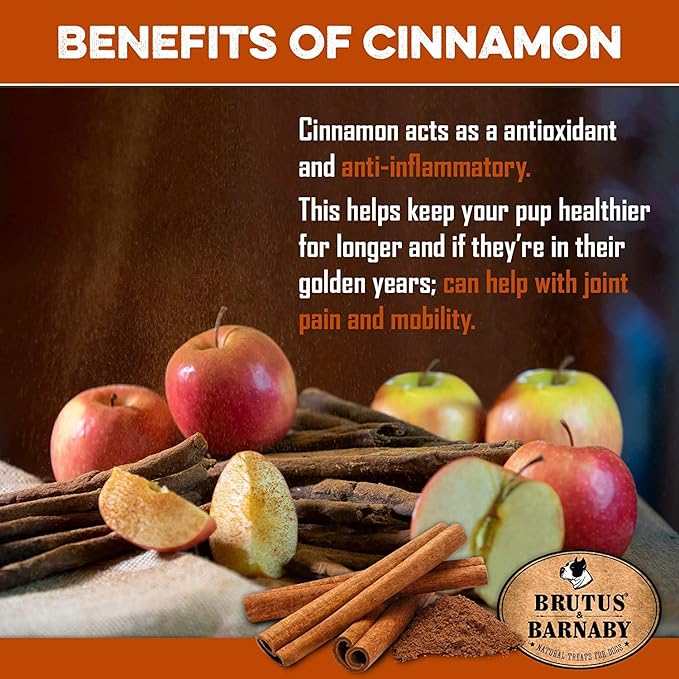 BRUTUS & BARNABY USA Sweet Potato Dog Treats - Crunchy Grain Free Cinnamon Apple Sticks, Promotes Positive Gut Health with Natural Anti-Diarrhea Properties (Cinnamon & Apple, 8 oz)