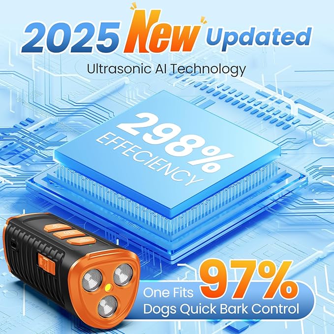 Dog Bark Deterrent Device 3X Anti Barking Device for Dogs, 5 Modes Stop Neighbors Dog Barks No More Safe for All Dogs 50FT Bark Control Indoor Outdoor with Flashlight,Rechargeable Training Device