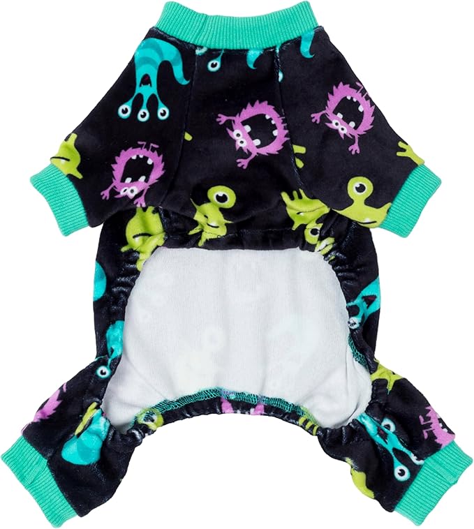 Fitwarm Cute Monster Halloween Dog Pajamas, Funny Costumes for Small Dogs Boy Girl, Festive Pet Clothes, Green, Purple, Black, XL