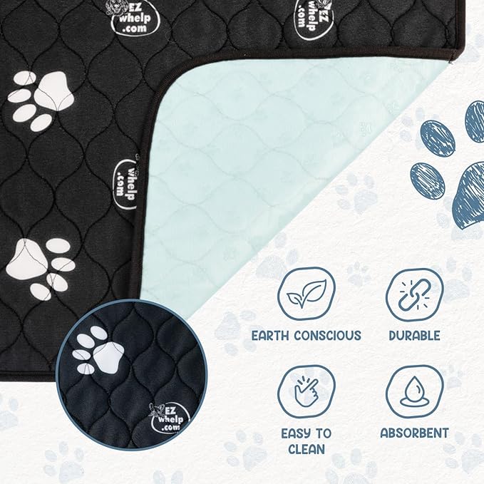 EZwhelp Reusable Dog Pee Pads, Washable Waterproof Mats for Dog Potty Training or Whelping Pads, 50x50 Inch, 2 Pack