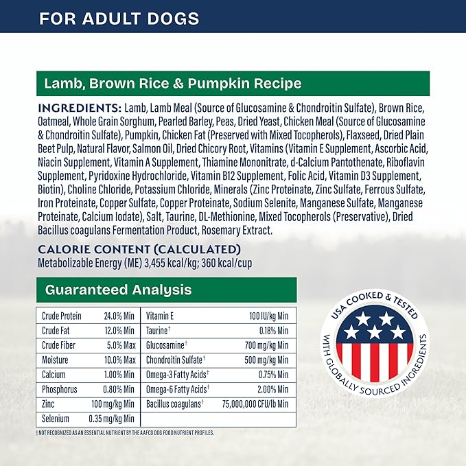 Natural Balance Health Protection Dry Dog Food – Whole Body Health, Easy on Digestion Dog Food Made with Lamb, Brown Rice & Pumpkin for Dogs - 24lbs.