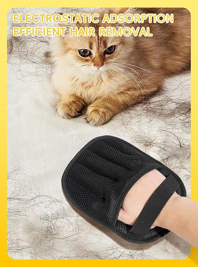 Pet Hair Removal Glove, Efficient Reusable Electrostatic Hair Remover Tool, Washable Pets Grooming Gloves for Cats Dogs Sofa Coach Furniture Gloves and Mitten 1 Pc