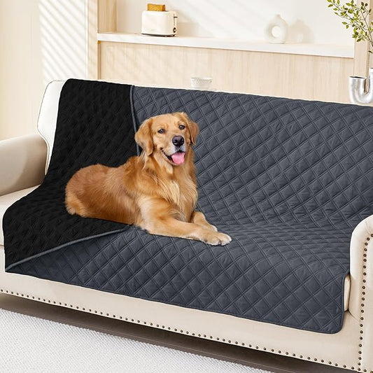 Smiry Waterproof Dog Blanket, Reversible Dog Bed Cover Pet Blanket, Soft Pet Couch Covers for Sofa Washable, Bed Couch Sofa Furniture Protector for Puppy Cat Kids (52"x82", Dark Grey/Black)