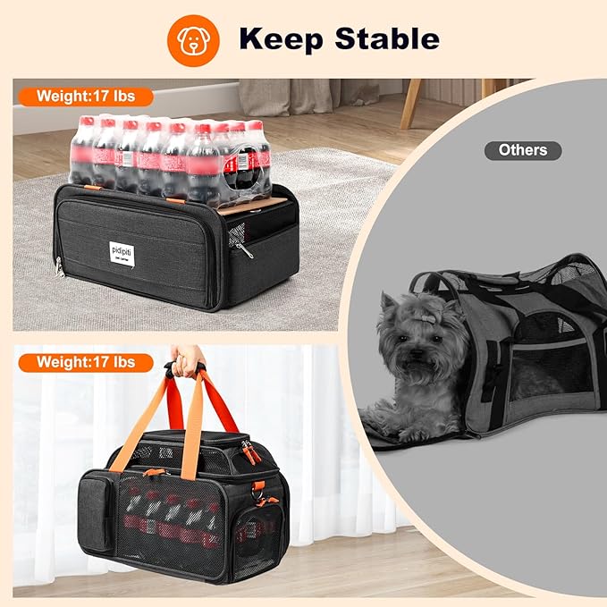 17x12.5x8.5 TSA Approved Expandable pet Carrier for Extra-Small Dog Under 6 lbs,Small-Medium cat Under 8 lbs,for jetblue and Other Airlines only Have 8.5'' Height Space underseat