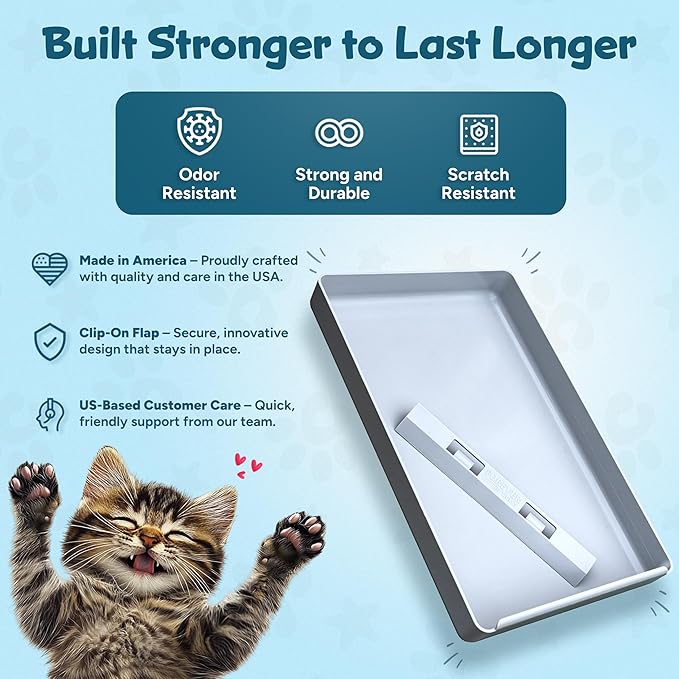 Forever Litter Tray, Petsafe Scoopfree Compatible Reusable Cat Litter Tray, Made in USA. Durable 100% Recycled ABS Won’t Stain, Scratch or Hold Odors. Easier Clean Design with Improved Clip-on Flap