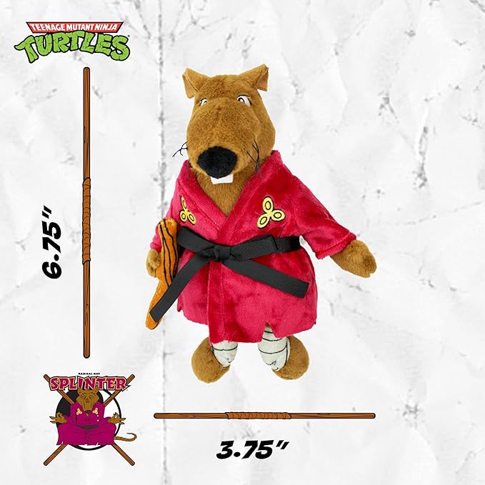 design LAB, Inc. Teenage Mutant Ninja Turtle Official Merchandise | TMNT Gifts Squeaky Plush Dog Toy | Splinter The Rat | Stuffed Animal Rat Squeaks for Interactive Play
