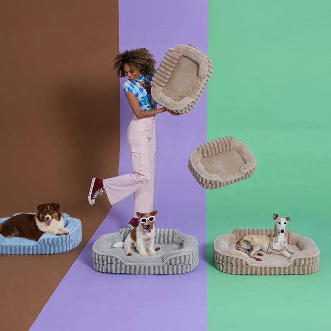 LE SURE Cute XL Dog Beds, Orthopedic Waterproof Dog Bed for Extra Large Dogs, High Back Non-Slip Bottom and Egg-Crate Foam Big Pet Couch Sofa with Washable Removable Cover, Grey