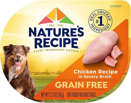 Nature's Recipe Grain Free Chicken Recipe in Savory Broth Wet Dog Food, 2.75 oz. Cup, 12 Count