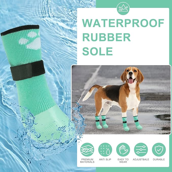 BEAUTYZOO Dog Booties Shoes for Hot Pavement, Waterproof Dog Boots for Small Medium Large Dogs, Traction Control Paw Protectors for Hardwood Floors Anti Slip, 6 PCS Dog Grip Socks for Outdoor Walking