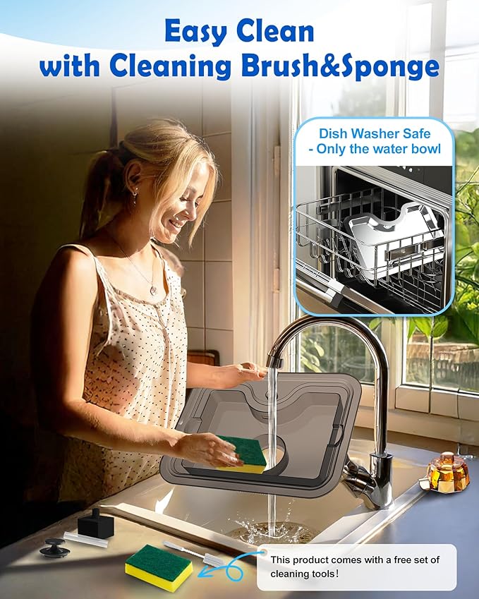 Large Dog Water Fountain SS304,12L Ultra-Purification Pet Drinking Dispenser with Visual Window,Widely Drinking Area,Deep Purification Filter,Triple Waterfall Structure,Low Water Indicator