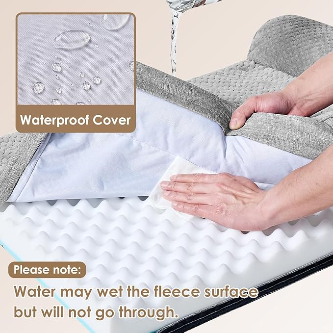 EHEYCIGA Memory Foam Dog Bed Large Sized Dogs, Waterproof Dog Bed Orthopedic with Washable Removable Cover, Non-Slip Pet Bed Couch, 36x27x6 Inches, Grey