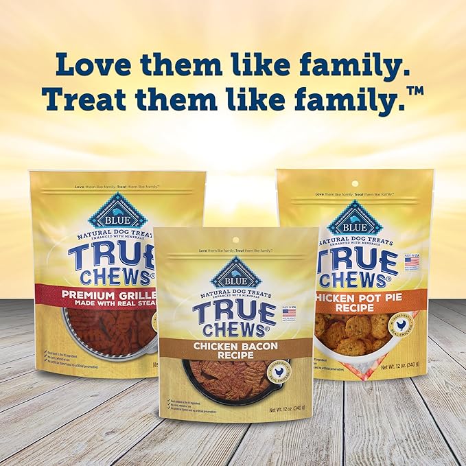 Blue Buffalo True Chews Dog Treats, Made in the USA with Natural Ingredients, Chicken Bacon Recipe, 12-oz Bag
