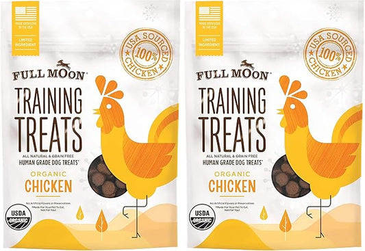 Full Moon USDA Organic Chicken Training Treats Healthy All Natural Dog Treats Human Grade 175 Treats 6 Ounce (Pack of 2)