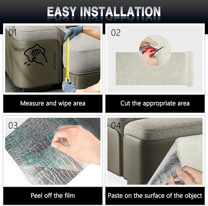 2Pack Total 78.7"x15.8" Cat Scratch Mat for Cat Couch Furniture and Wall Protector | Trimmable Self-Adhesive Carpet Climb Cat Scratcher for Covering Cat Tower and Replacement Pads (Off White)