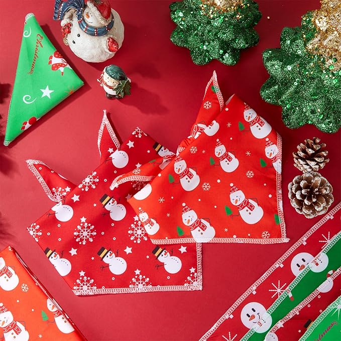 Frienda 30 Pcs Christmas Dog Bandanas Bulk Snowman Bandanas for Dogs Soft Triangle Kerchief Bibs Scarf Set for Puppy Small Medium Large Pets Christmas Party Decoration