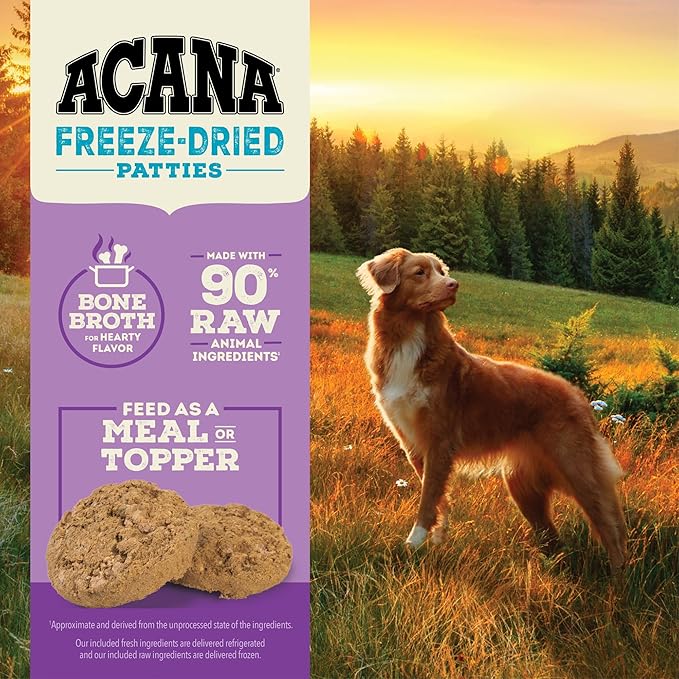 ACANA Grain-Free High Protein Freeze Dried Dog Food & Topper Free-Run Duck Recipe Patties 14oz Bag