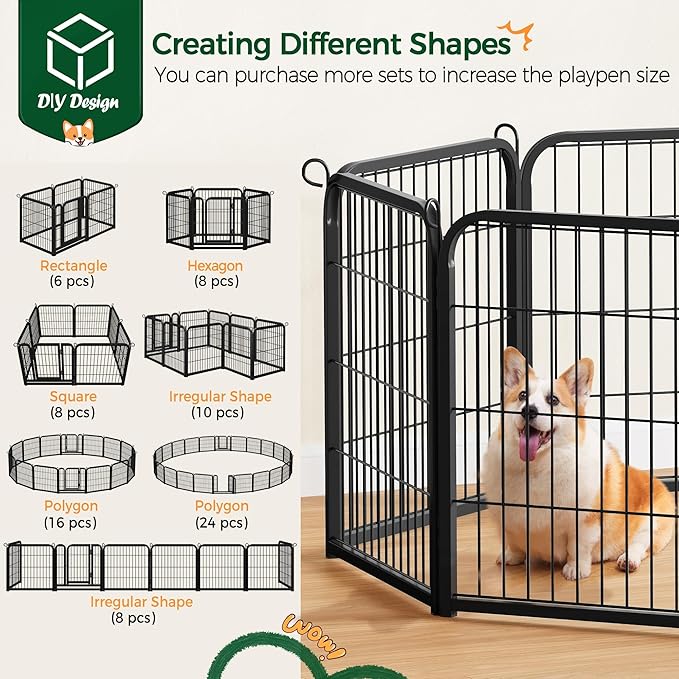Yaheetech Dog Playpen Outdoor, 24 inch 16 Panels Dog Pen Indoor Heavy Duty Puppy Exercise Pen Metal Pet Fence for RV Camping/Yard/Garden