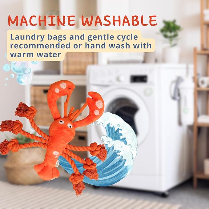 Lobster Dog Toys, Large Squeaky Rope Tug of War Dog Toys for Puppy, Small, Medium, Large Dogs, Interactive Stuffed Plush Toys