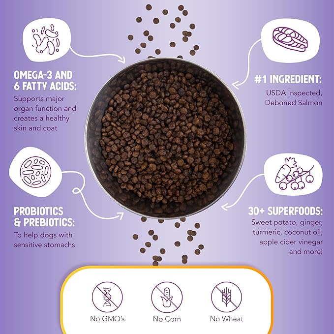 Health Extension Grain Free Salmon Little Bites (3.5 lb / 1.59 kg) - Whole Foods Ingredients Formula with Omega 3 & Probiotics for All Life Stages Dogs