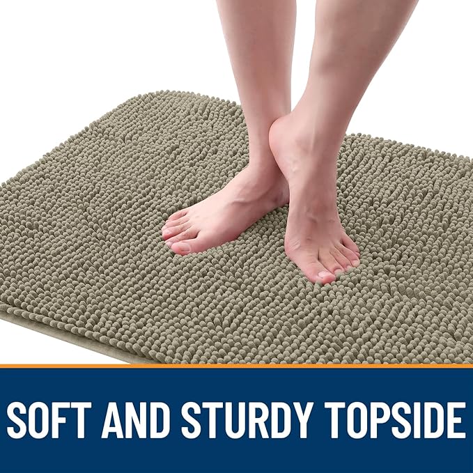 OLANLY Dog Door Mat for Muddy Paws 36x24, Absorbs Moisture and Dirt, Absorbent Non-Slip Washable Doormat, Quick Dry Chenille Mud Mat, Entry Indoor Entryway Carpet for Inside Floor, Warm Taupe