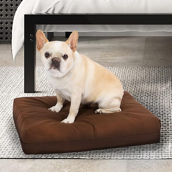 Pet Support Systems Orthopedic Dog Bed - Gel Memory Foam Pet Bed, Luxury Washable Dog Bed for Sleeping and Support (Removable Cover, Small Brown Dog Bed)