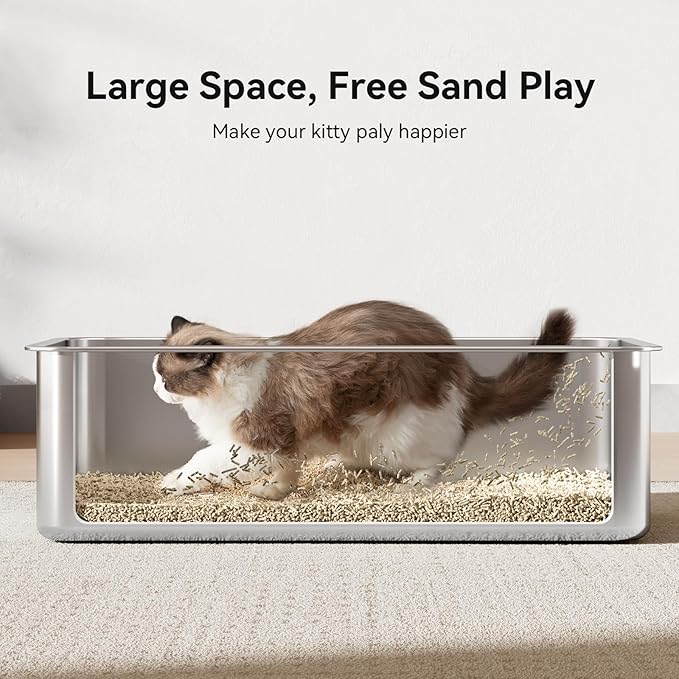 2 Pack XXXL Stainless Steel Litter Box,28" L*20" W*12.5" H Large Capacity Metal Cat Litter Box for Big & Multiple Cats,Anti-Leakage,Non-Stick Surface for Easy Cleaning,Odor-Resistant