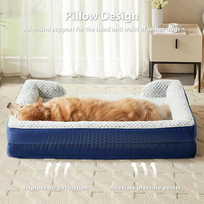 Orthopedic Dog Bed for Medium Dogs, Egg Crate Foam Bed for Medium Dogs, Equipped with Removable Waterproof Pillow Cover and Anti-Slip Bottom, Pet Bed